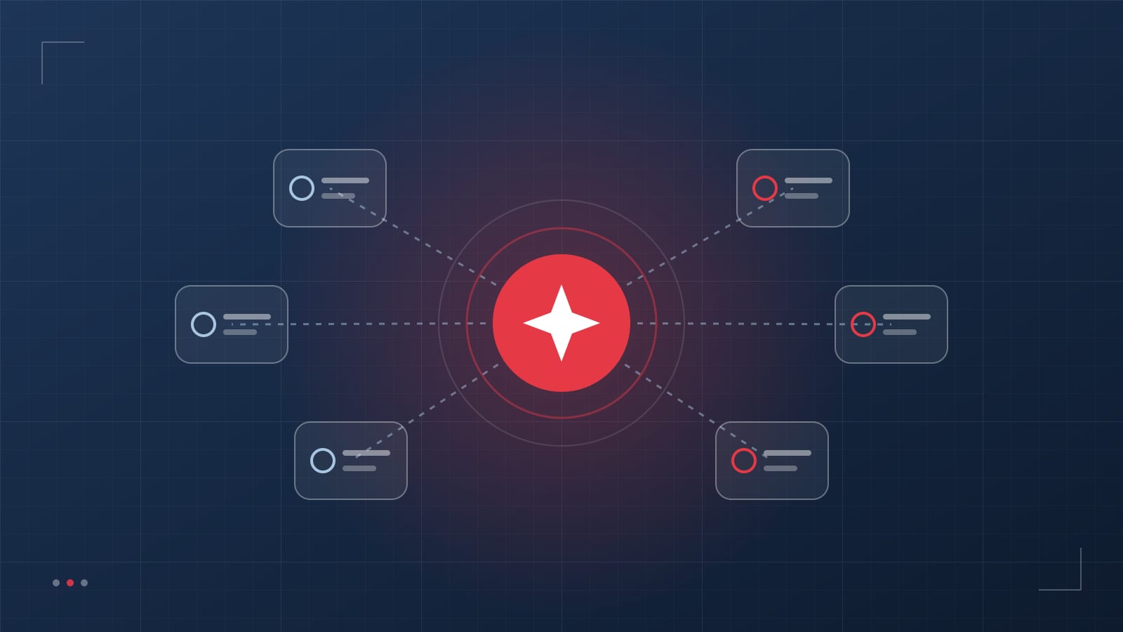 Network of connected AI agents around a central orchestration hub