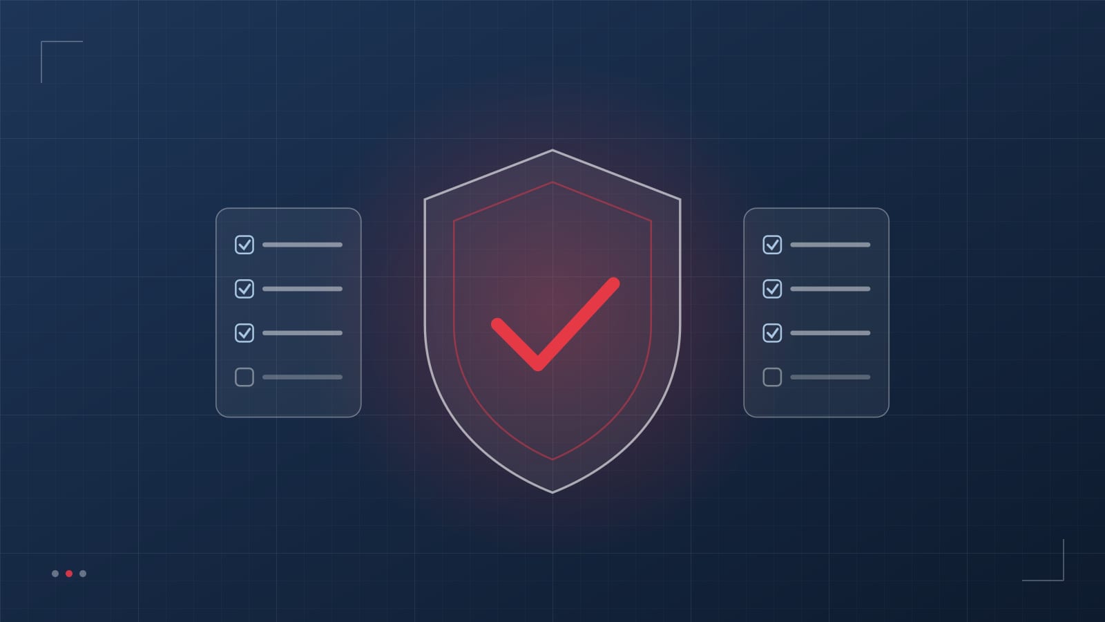 Shield with a checkmark between two compliance checklists